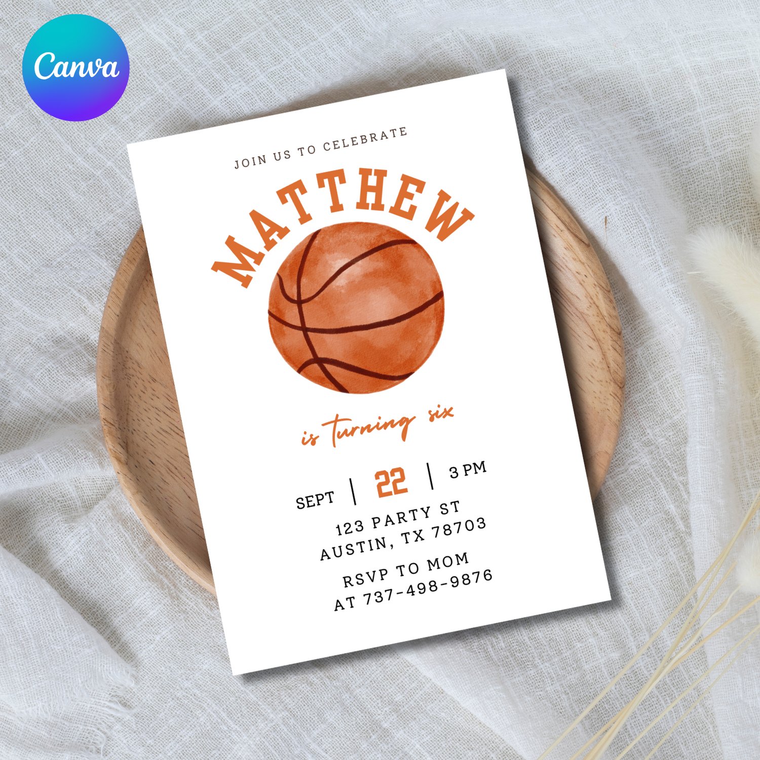 Basketball Birthday Invitation Template – Canva Editable Sports Birthday Invite product image (1)