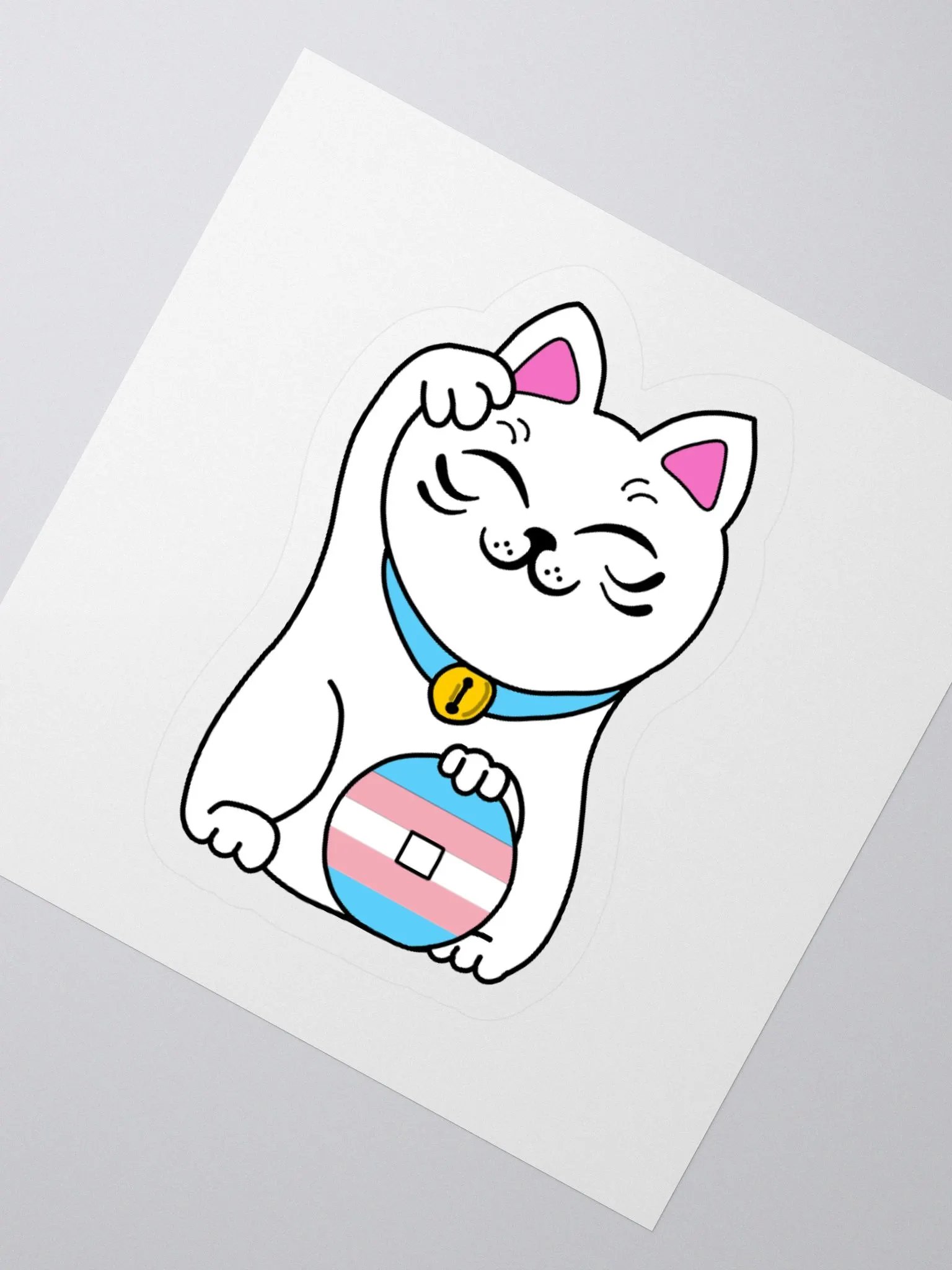 Maneki neko transgender pride sticker product image (2)