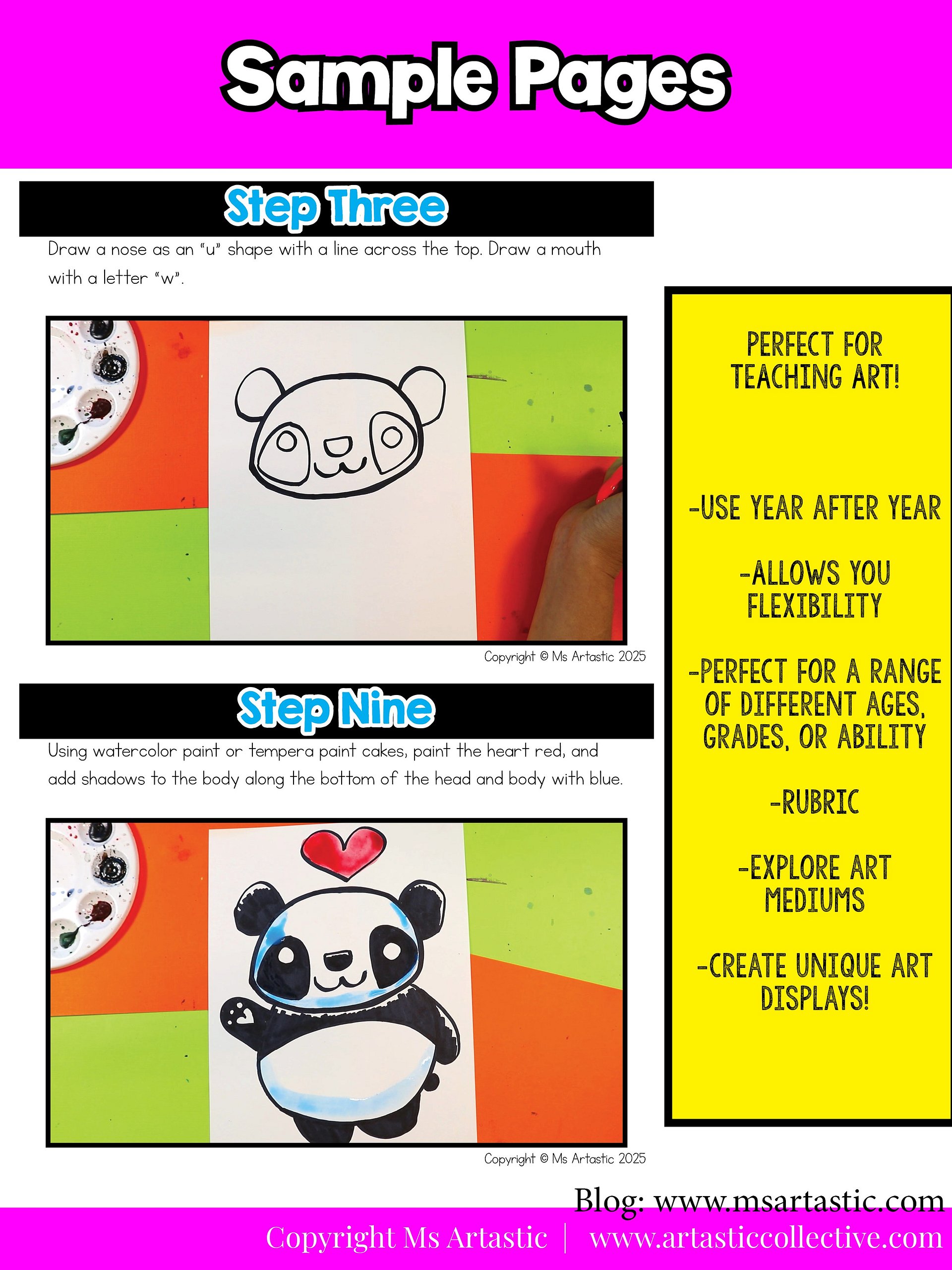 Valentines Day Panda Art Project Valentine Art Lesson with Reading Writing product image (7)