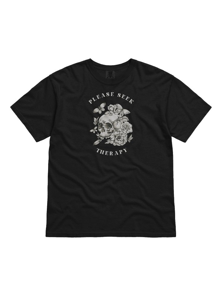 Please Seek Therapy – Skull & Butterfly Floral Tee product image (2)