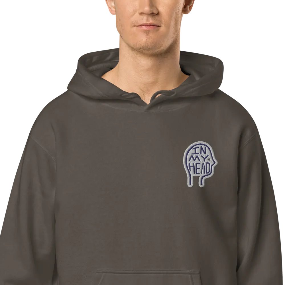 In My Head (L.C. navy bubble design) embroidered pigment hoodie product image (1)