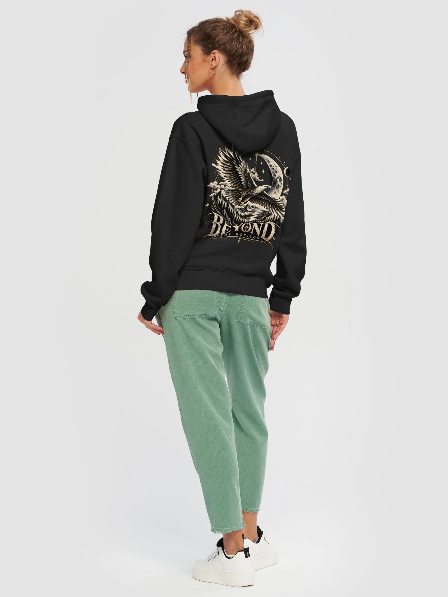 Beyond the Horizon Eagle Hoodie 🦅 Celestial Moon & Mountain Gothic Streetwear Sweatshirt product image (9)