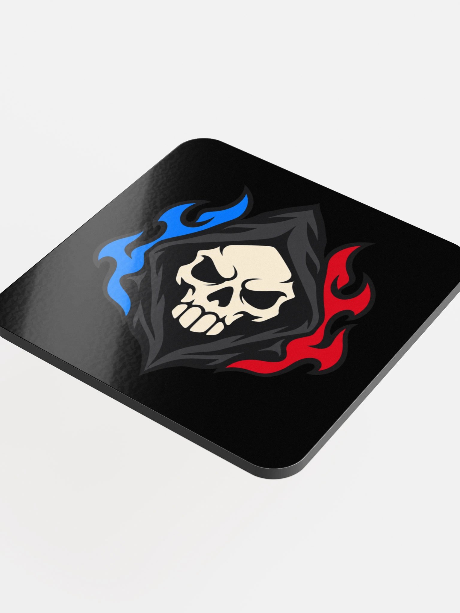Hooded Skull - Red & Blue Flame Coaster (Black) product image (4)