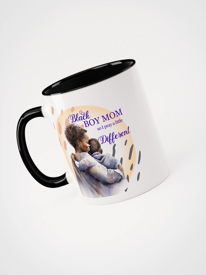 Black Boy Mom I Pray Different Boho Art Ceramic Mug with Color Interior product image (1)
