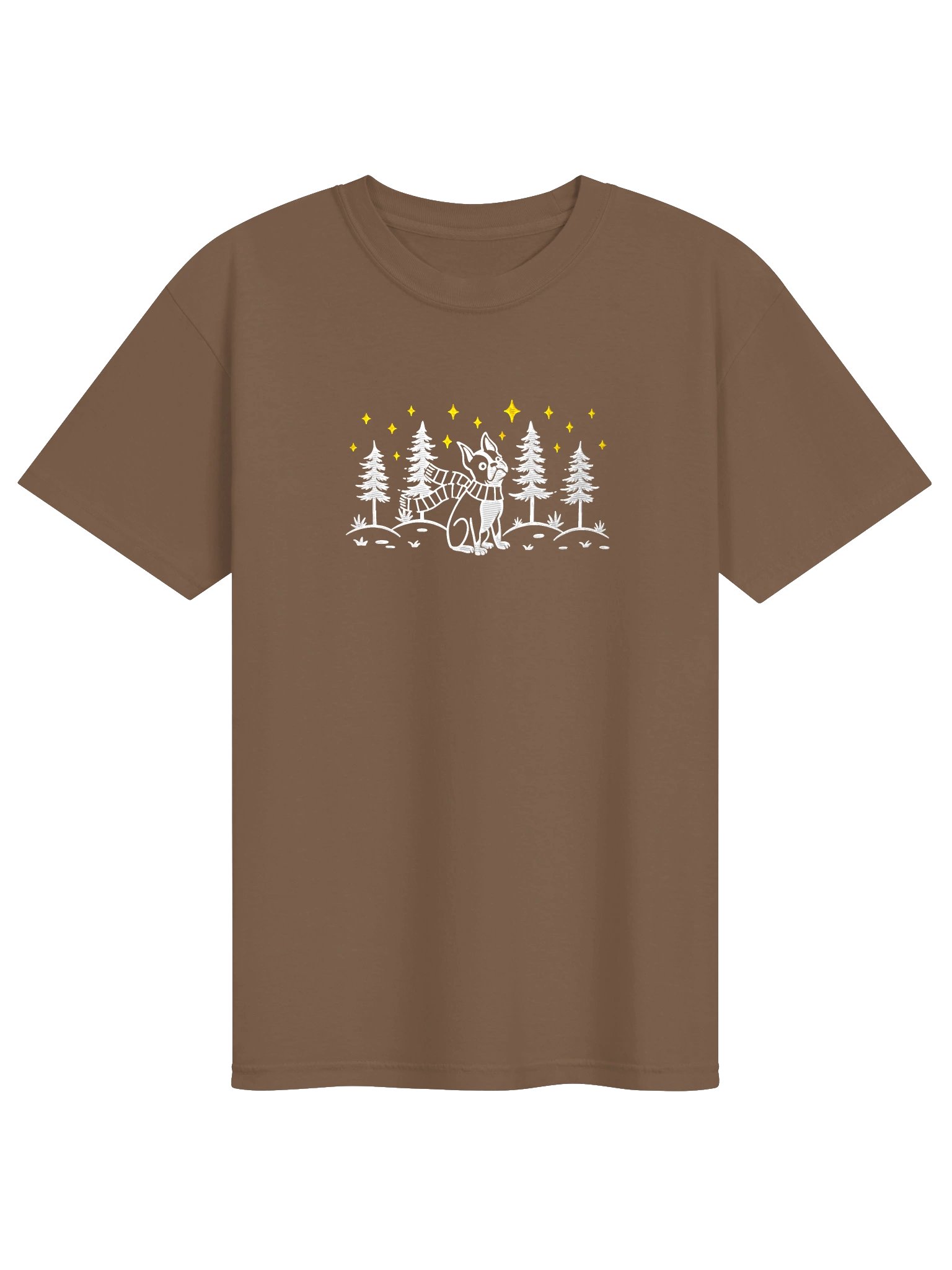 Boston Terrier Winter/Christmas Line Art Design Embroidered T-Shirt product image (33)