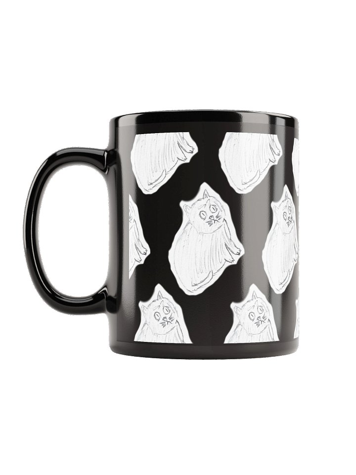 Sketch CPTSD Cat Pattern Black Glossy Mug by Lucky! product image (1)