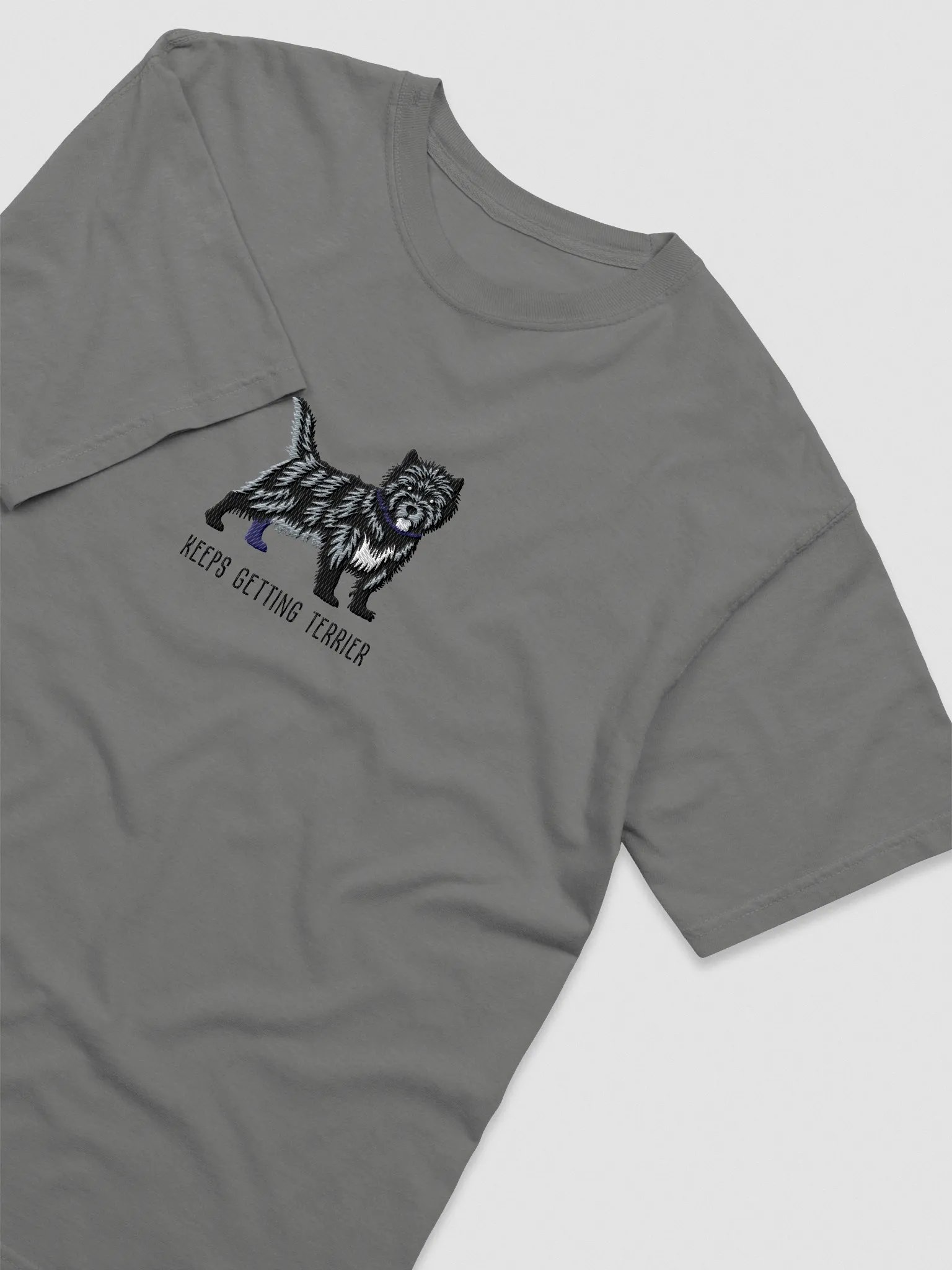 Keeps Getting Terrier T-Shirt(Embroidered) of a Cairn Terrier(Black Brindle) product image (6)