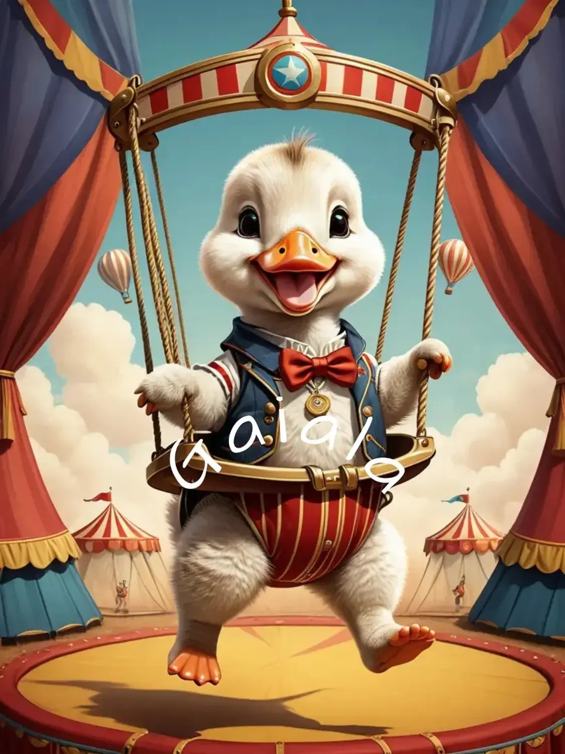 Circus Baby Goose on a Swing Kid Nursery Print Child Wall Art product image (7)