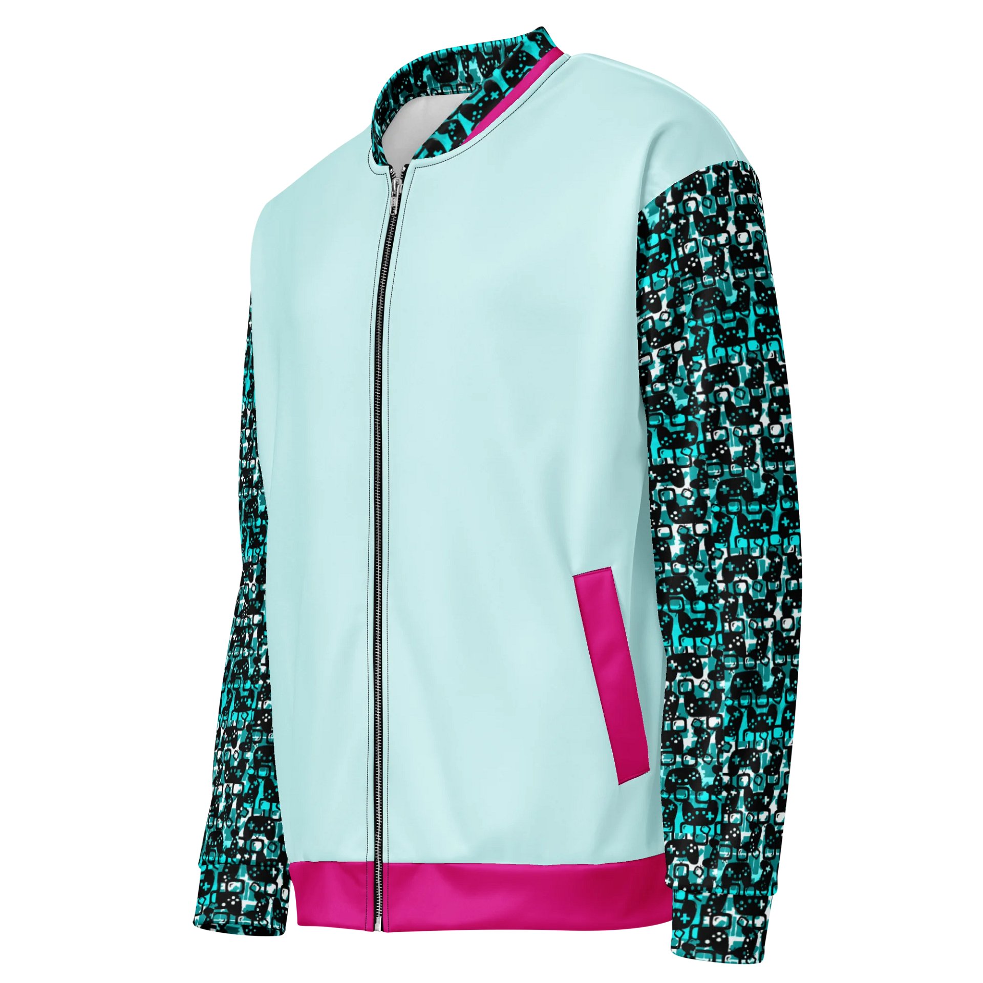 Experience Stories Unisex Bomber Jacket (Teal, Pink, and Black) product image (3)