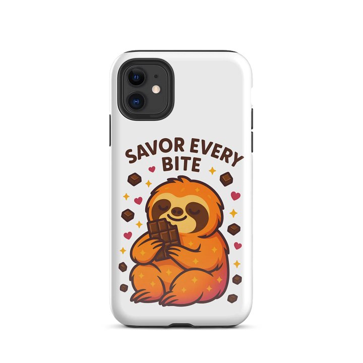 Savor Every Bite – Funny Sloth iPhone Case | Chocolate Lover Tough Phone Case – Sloths Having Snacks Collection product image (2)