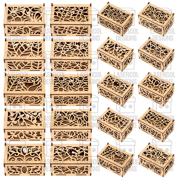 Boxes Bundle Set 1 & 2 (2 Sizes, 10 Styles Each) - Laser Cut Files product image (2)