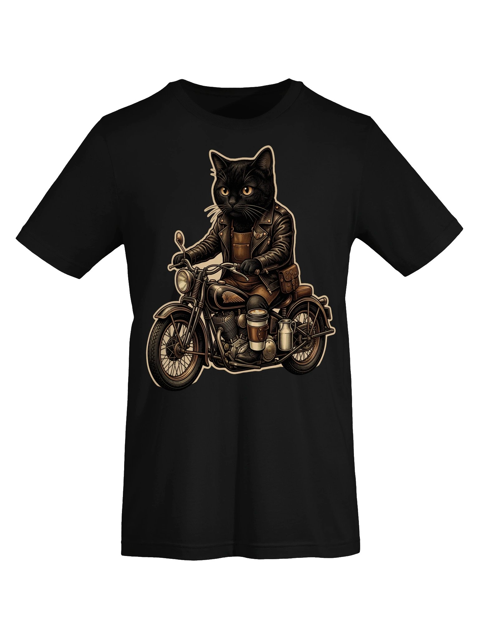 Biker Cat Vintage Graphic Tee - Motorcycle Coffee Club Shirt product image (17)
