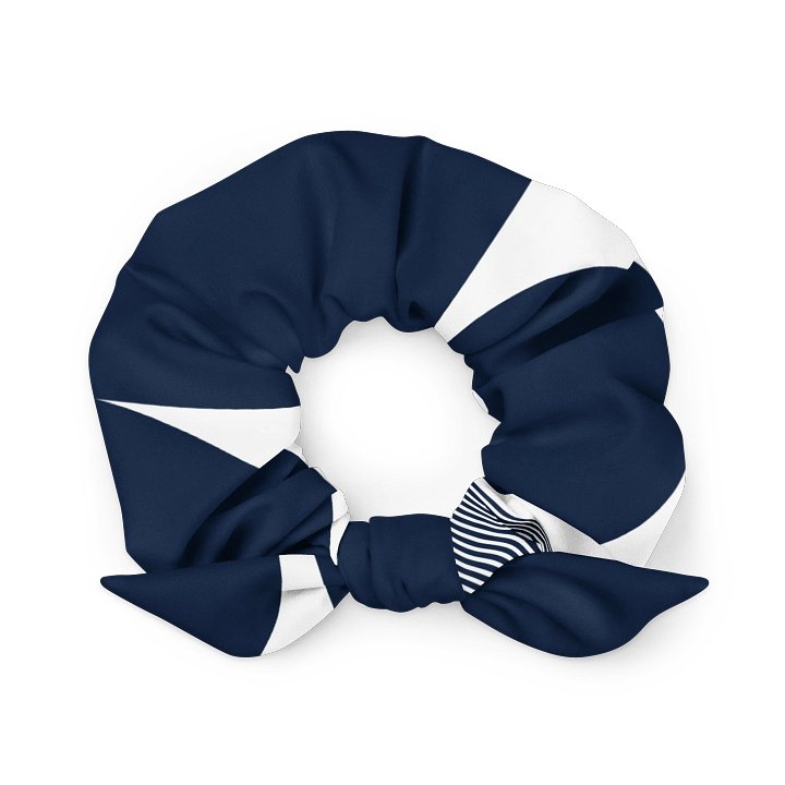 Navy & White Geometric Stripe Scrunchie | Sustainable Hair Accessory product image (1)