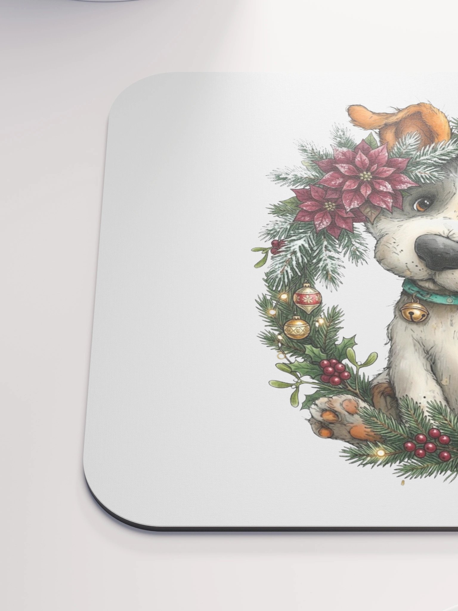 Christmas Dog Wreath Mouse Pad product image (6)
