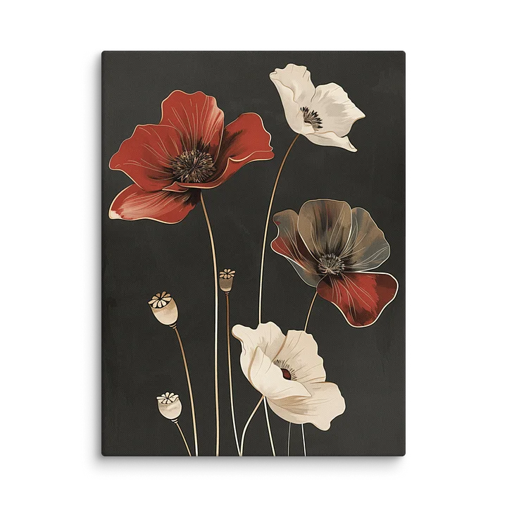Poppy I: Canvas -Dark Moody Floral Wall Art product image (1)