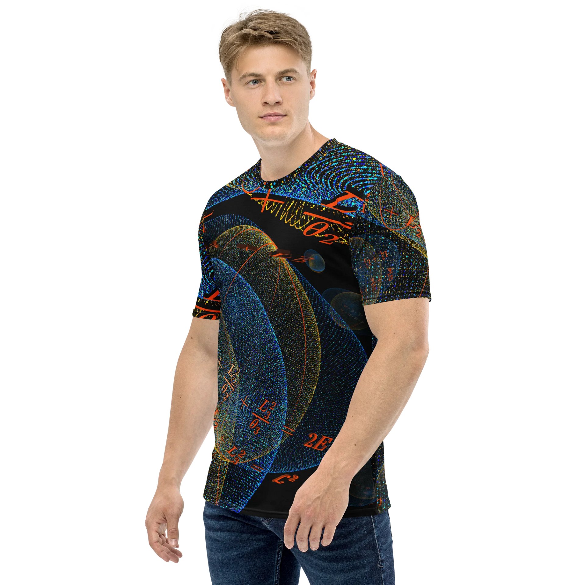 Poinsot's Pixel Spaceship 1 - Physics of the Gyroscope Men's Crew Neck T-Shirt product image (5)