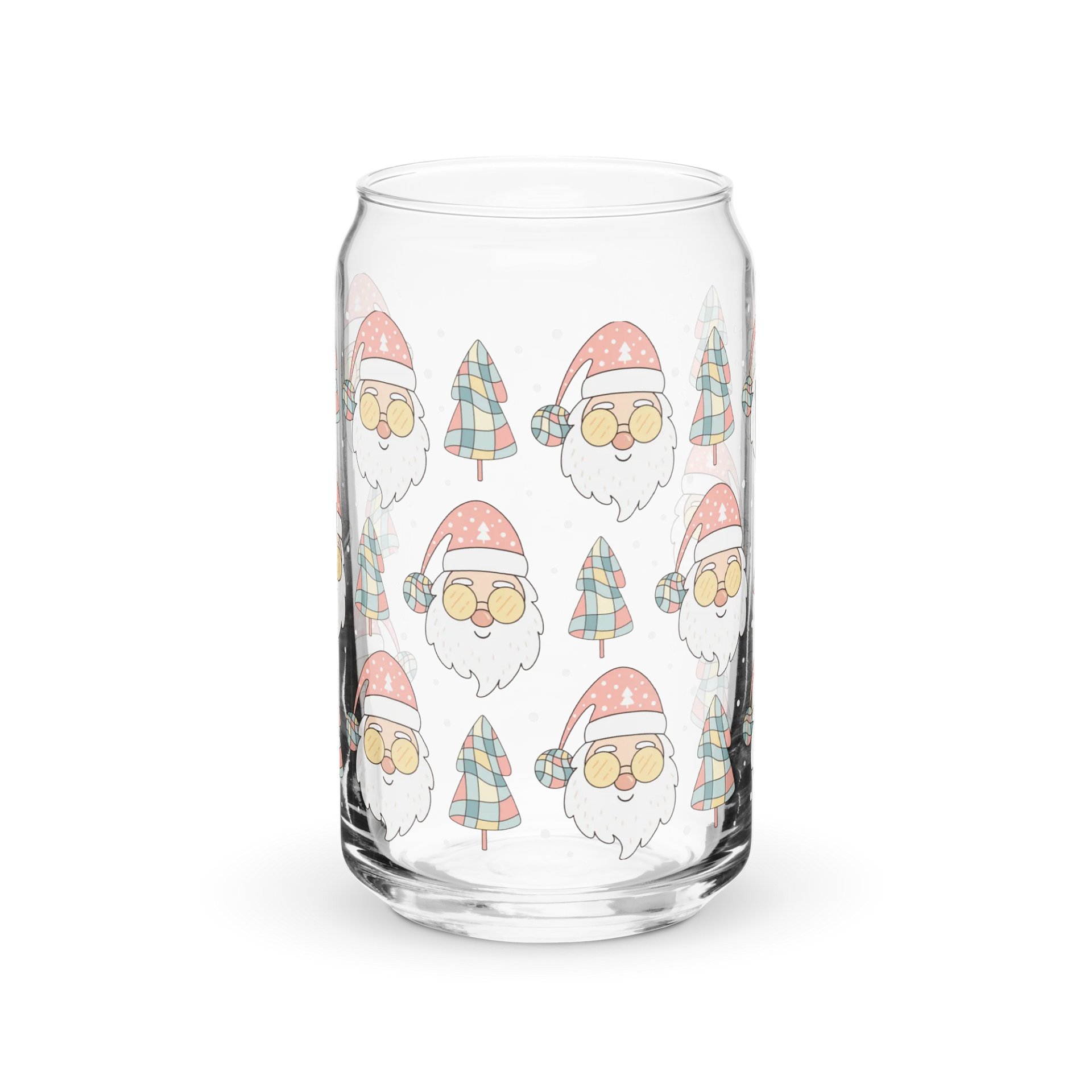 Retro Groovy Santa Claus Christmas Glass Can Sipper 16 oz. product image (6)