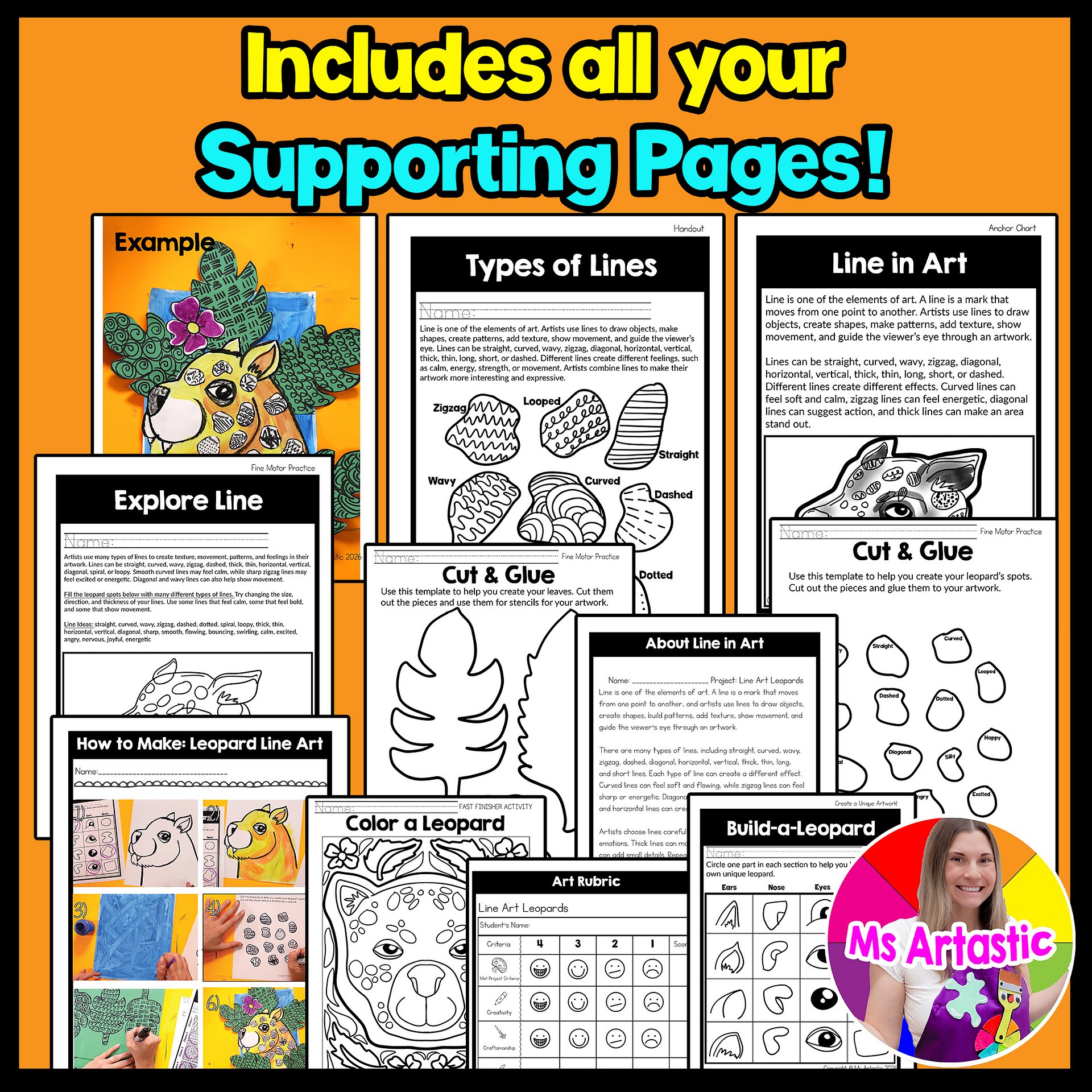 Line Art Lesson Types of Lines Leopard Art Project Line Art Activity product image (4)