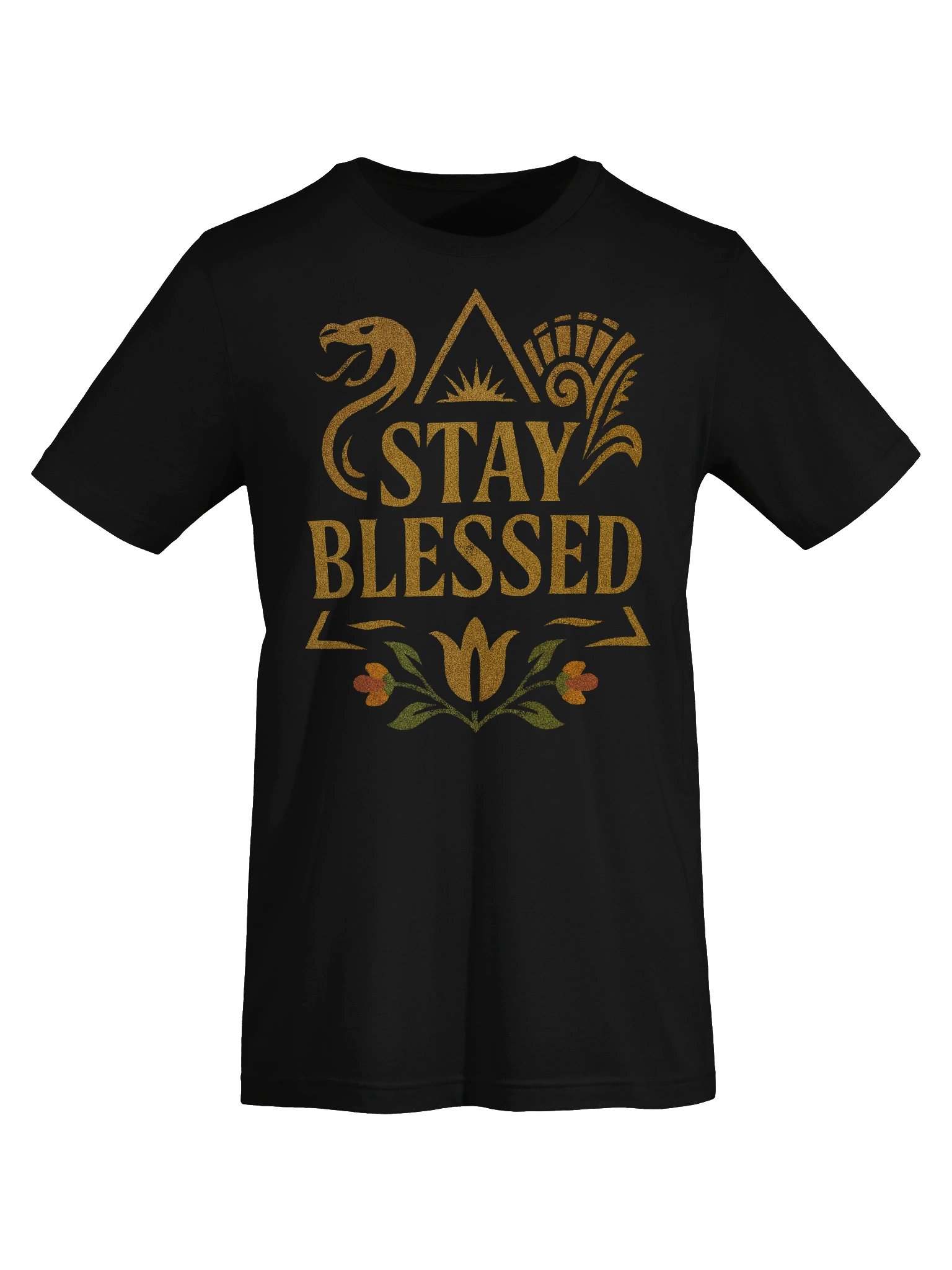 Stay Blessed Tee – Gold Sacred Art product image (5)