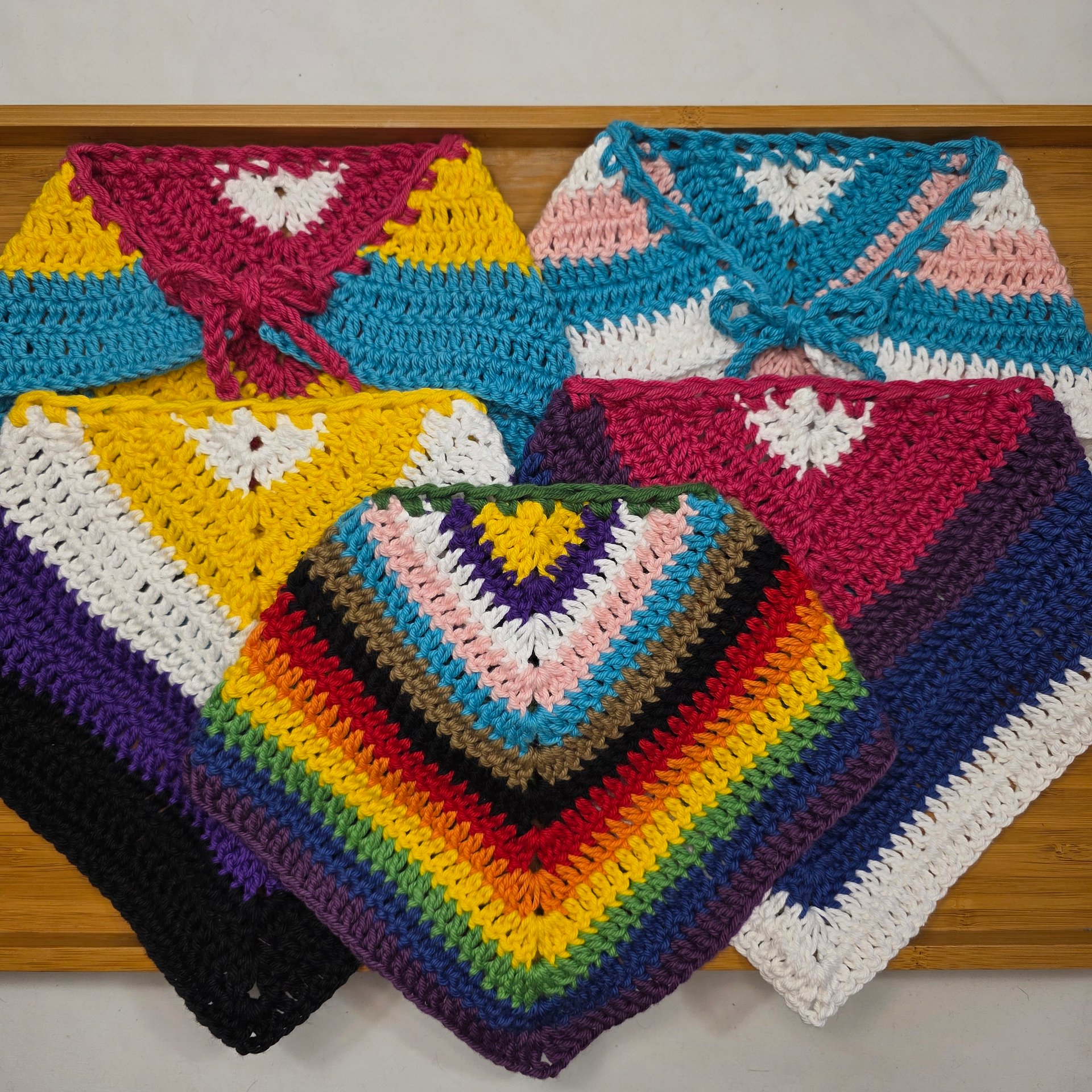 Crochet Pride Bandanas: Handmade Cotton Festival Accessory product image (1)