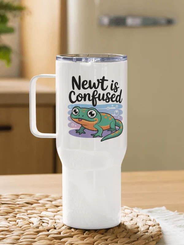 Whimsical Newt Is Confused Travel Mug product image (1)