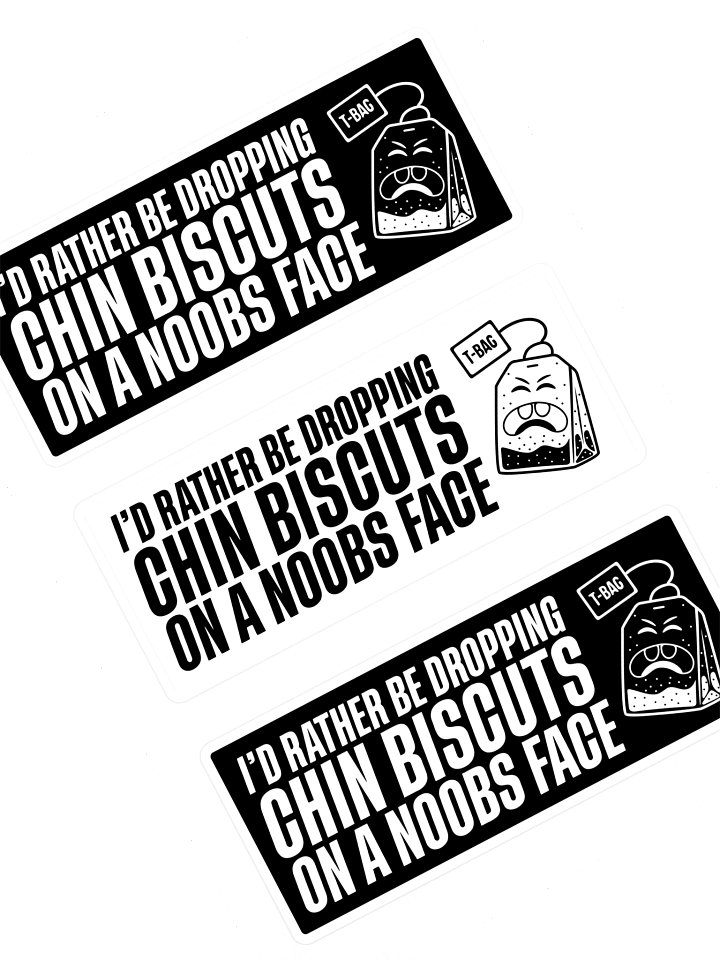 Chin Biscuits Black and White Bumper Sticker product image (1)