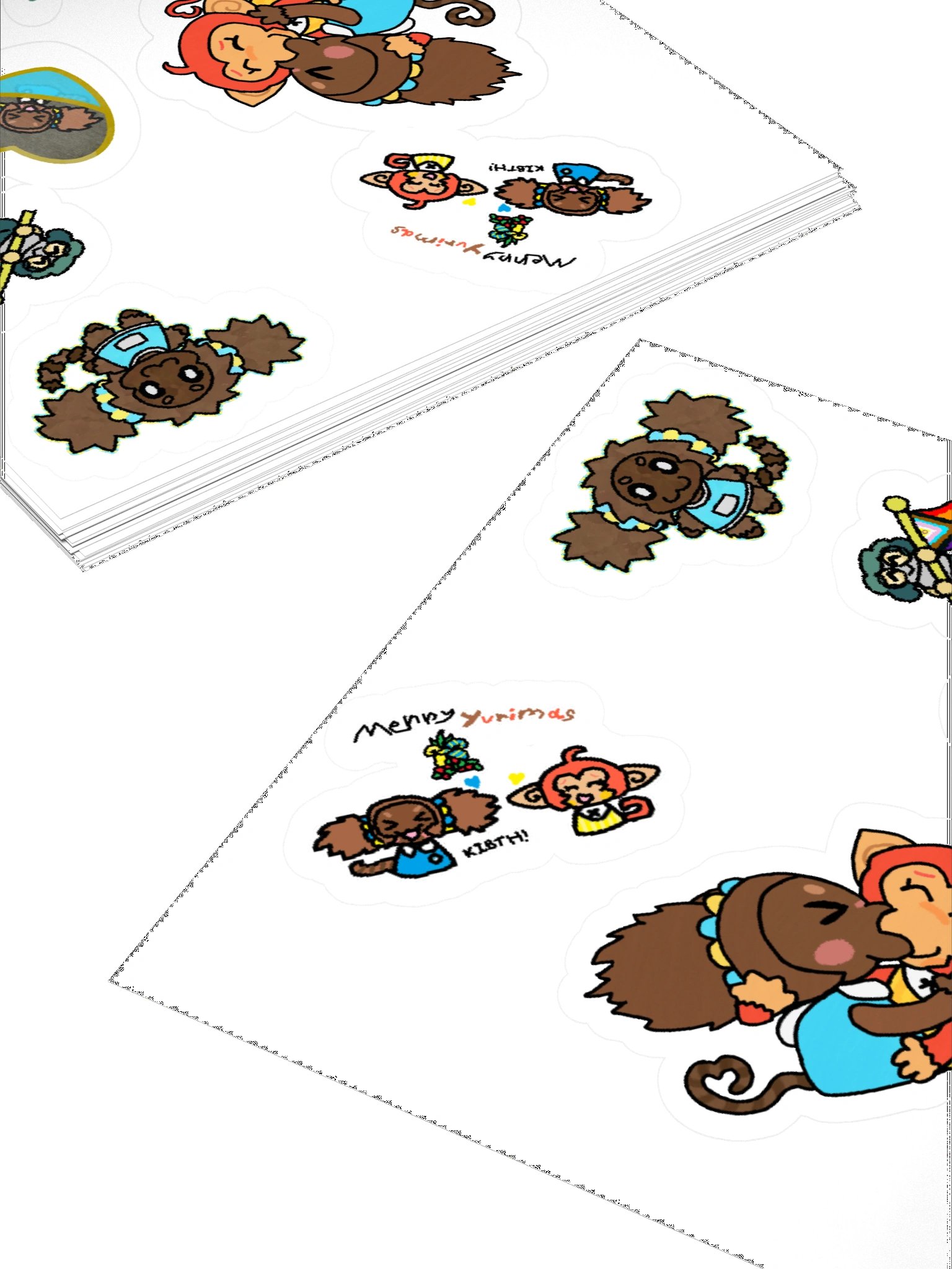 SILLY MONKEY YURI STICKERSHEET!! product image (7)