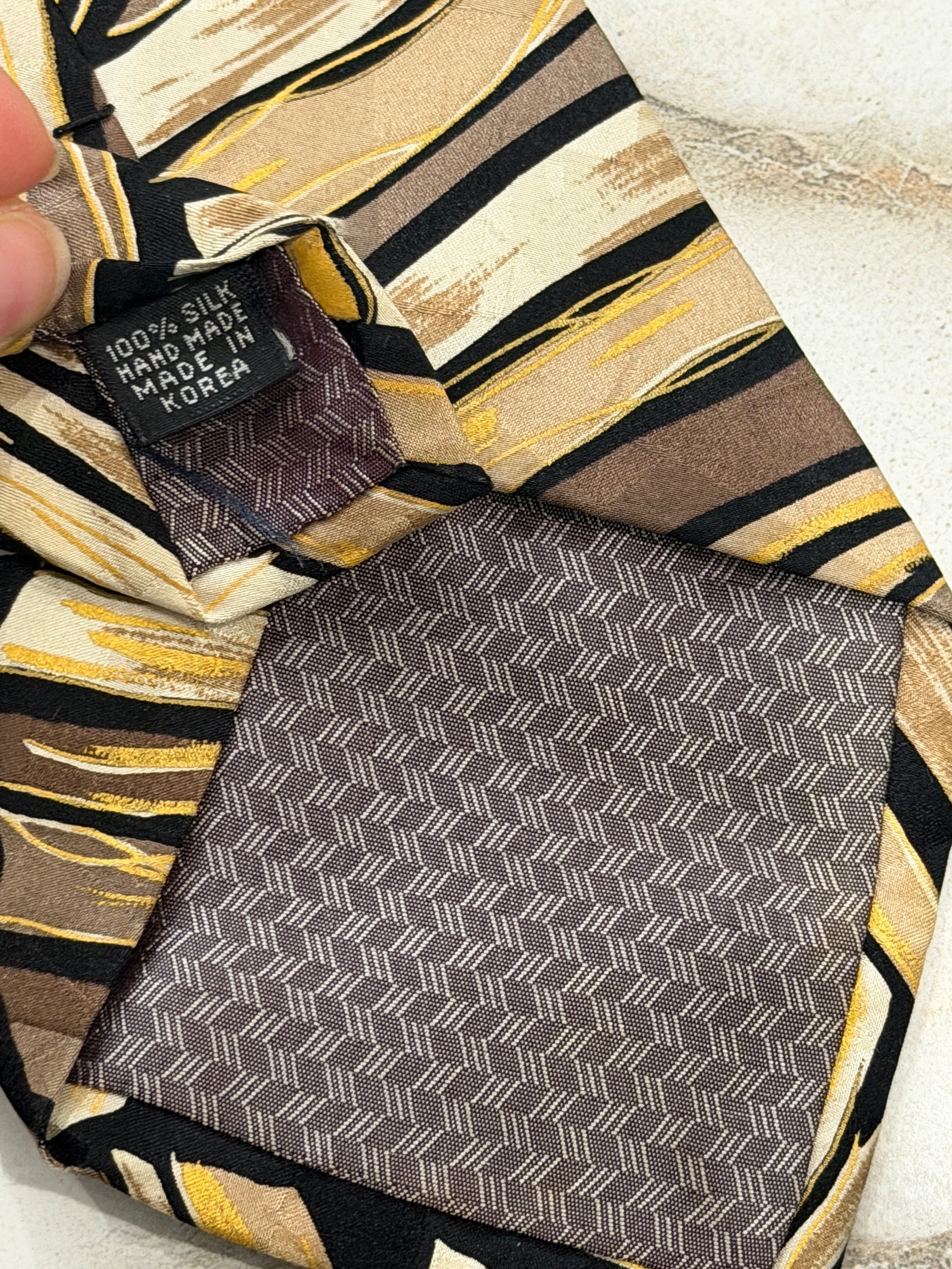 Vintage Pierre Balmain Couture 100 Percent Silk Abstract Necktie Handmade in Korea product image (3)