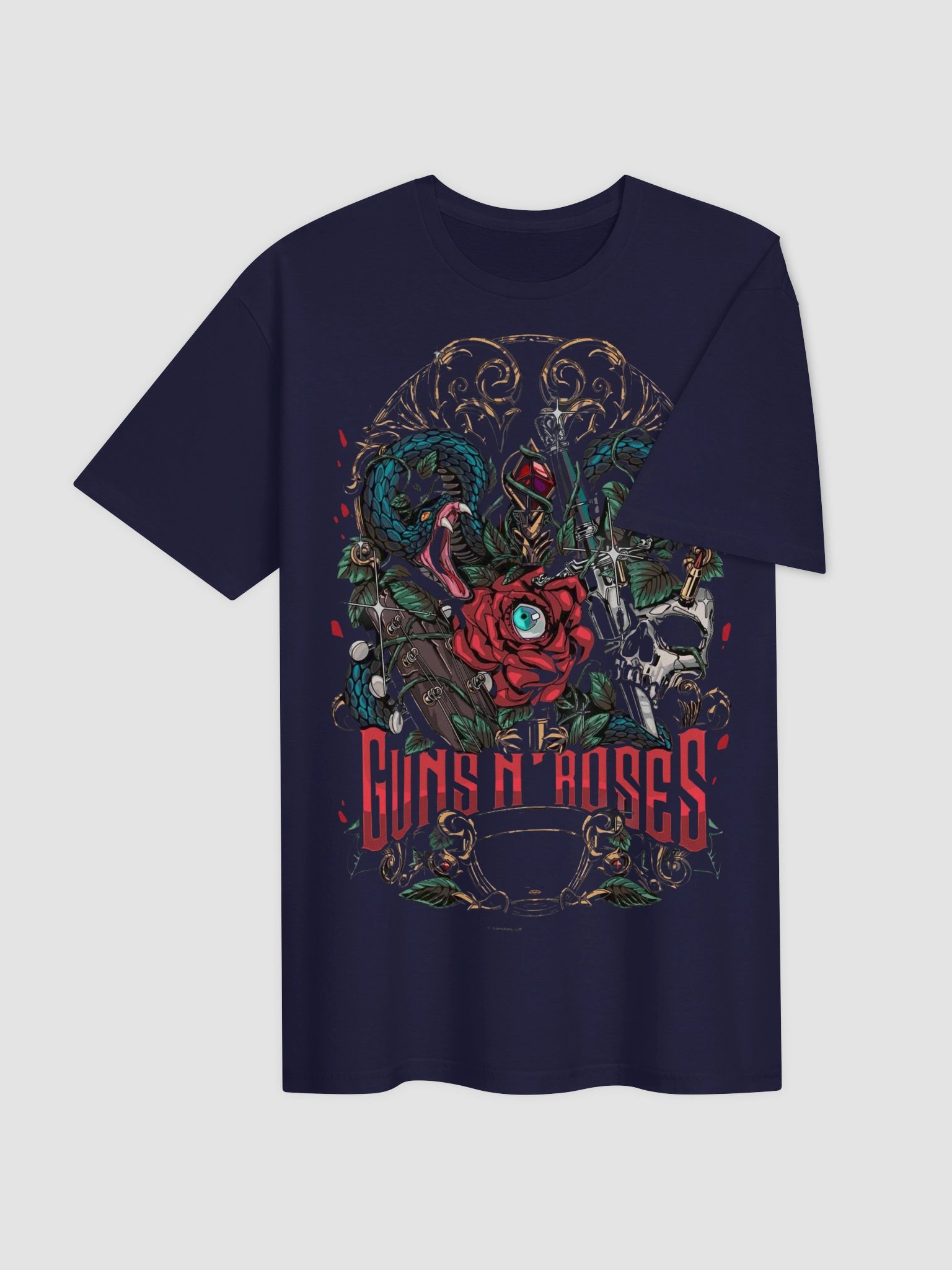 Guns N' Roses Appetite Band Tee | Ornate Skull Roses Frame | 80s Hard Rock Legacy product image (3)