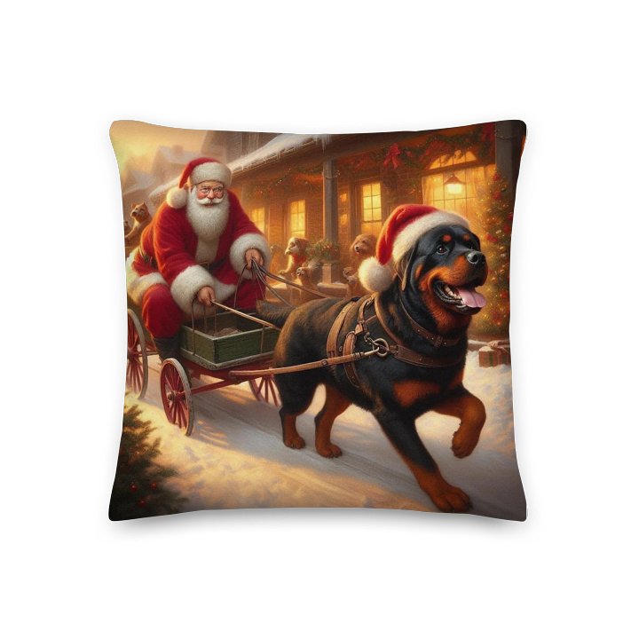 Rottweiler Santa's Sleigh Ride Premium Pillow product image (3)