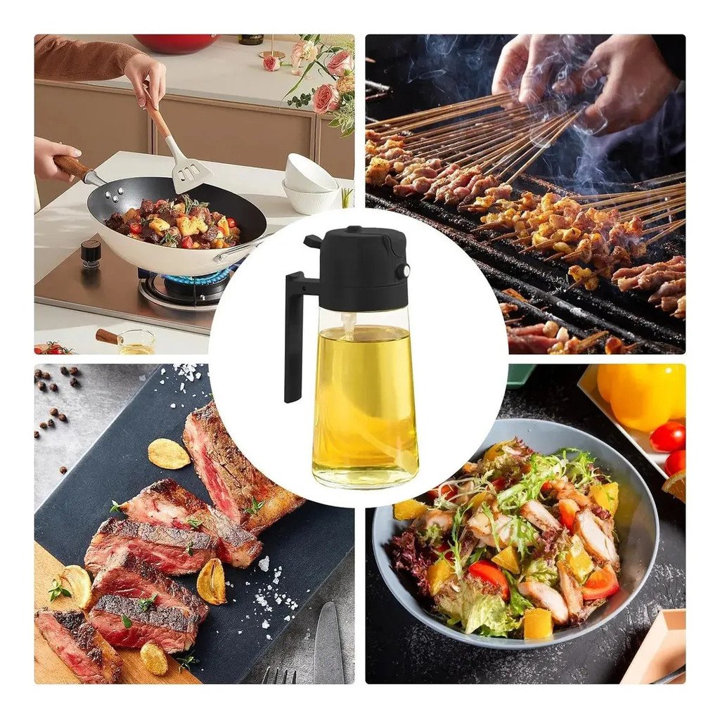 Aceitera De Cocina 2 En 1 Con Pulverizador De Aceite, Botella Dispensadora De Vidrio 470ml Para Cocina product image (8)