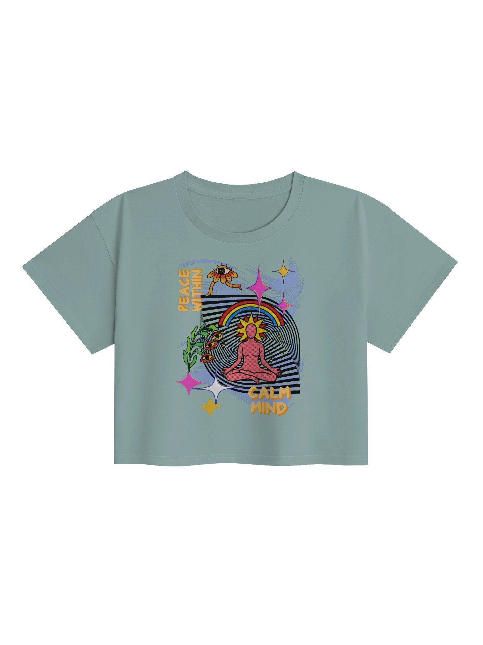 Peace Within Calm Mind Psychedelic Meditation Crop Top product image (1)