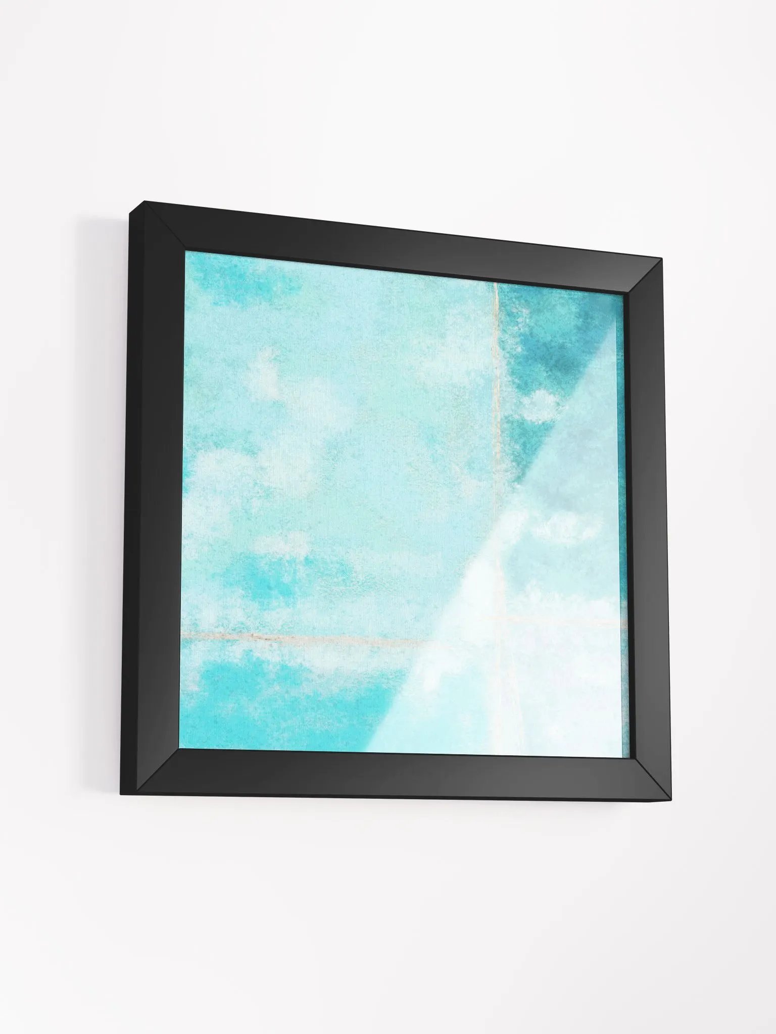 Vibrant abstract print minimalist light blue, teal, turquoise, aqua and white trendy aesthetic wall art product image (4)