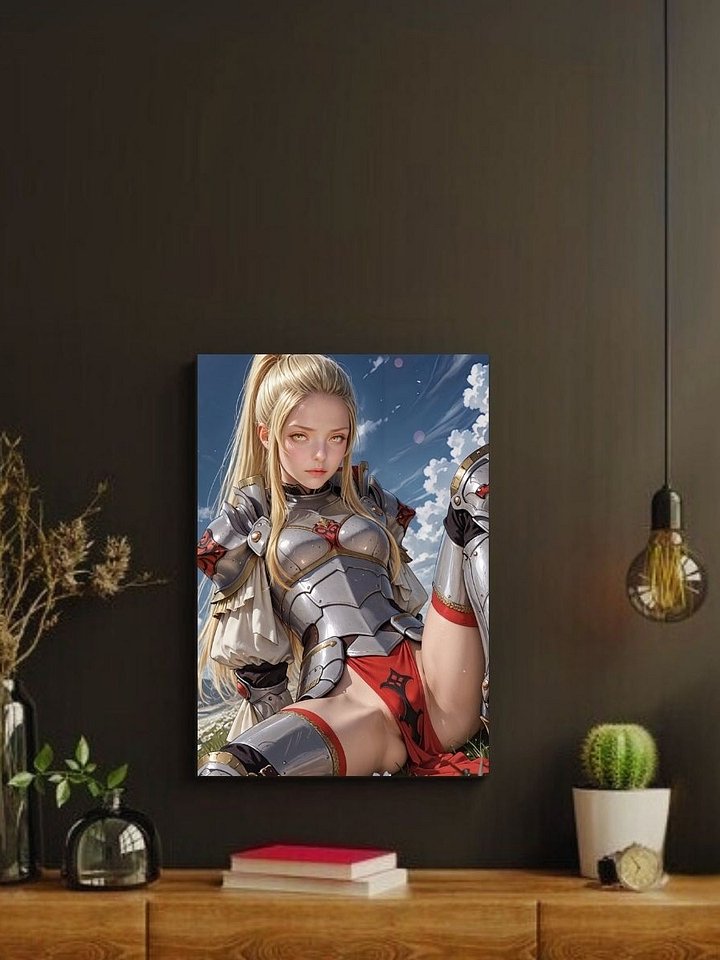 Blonde Knight Armor Field Pose – Glossy 8x10 Metal Print product image (2)
