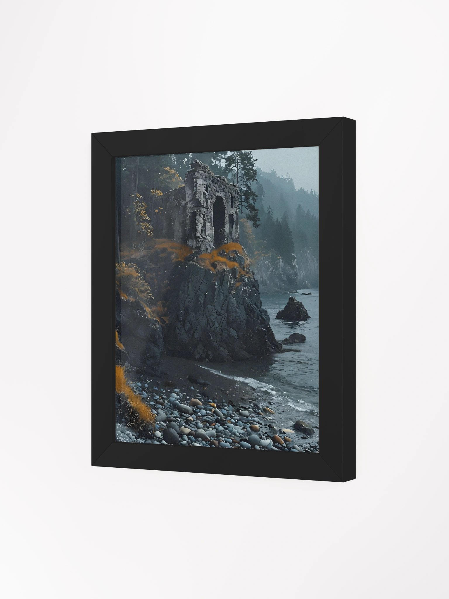 Misty Cliff Ruins Framed Art Poster product image (4)