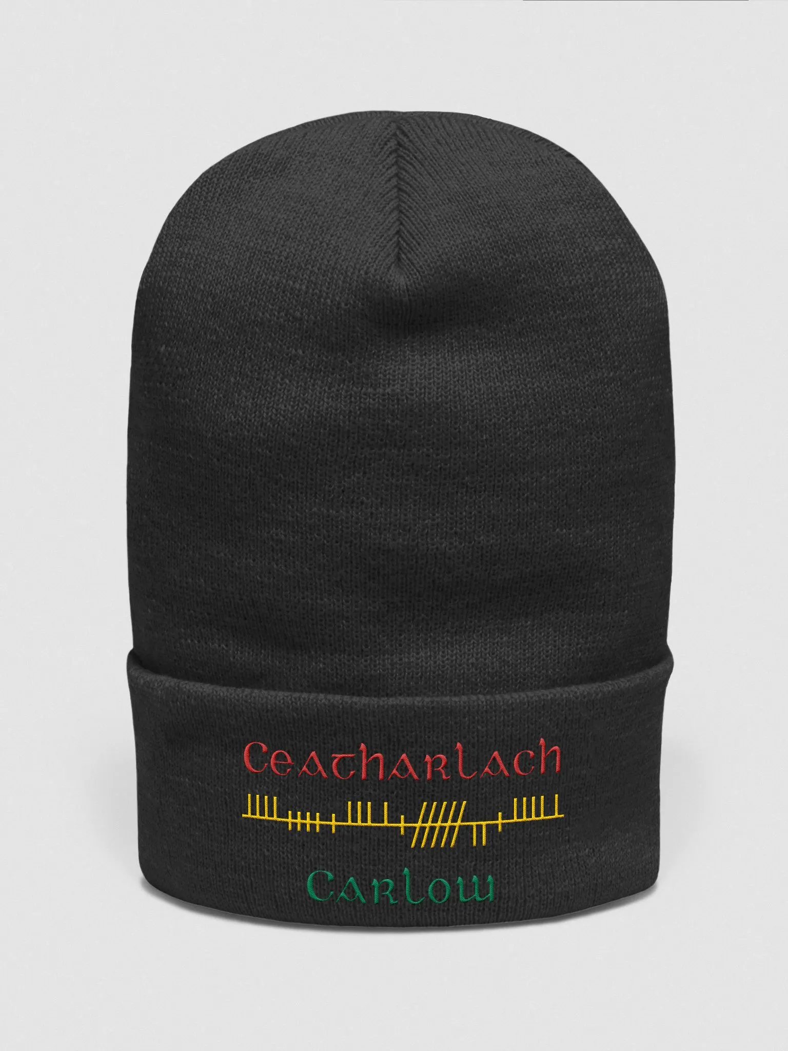 Carlow/Ceatharlach, Orthodox style Ogham embroidered Cuffed Beanie product image (2)