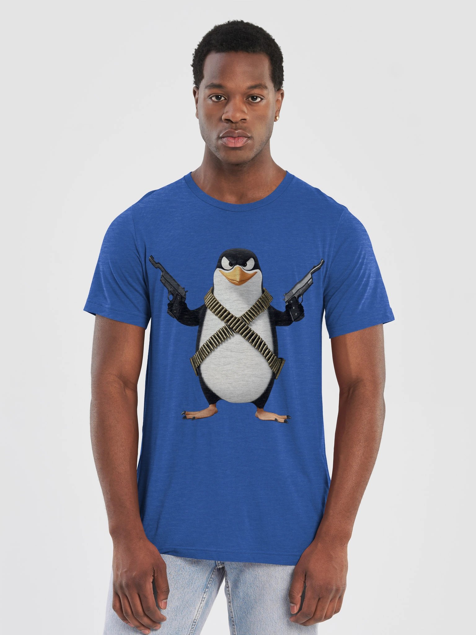 Tri-blend t-shirt with armed penguin product image (3)