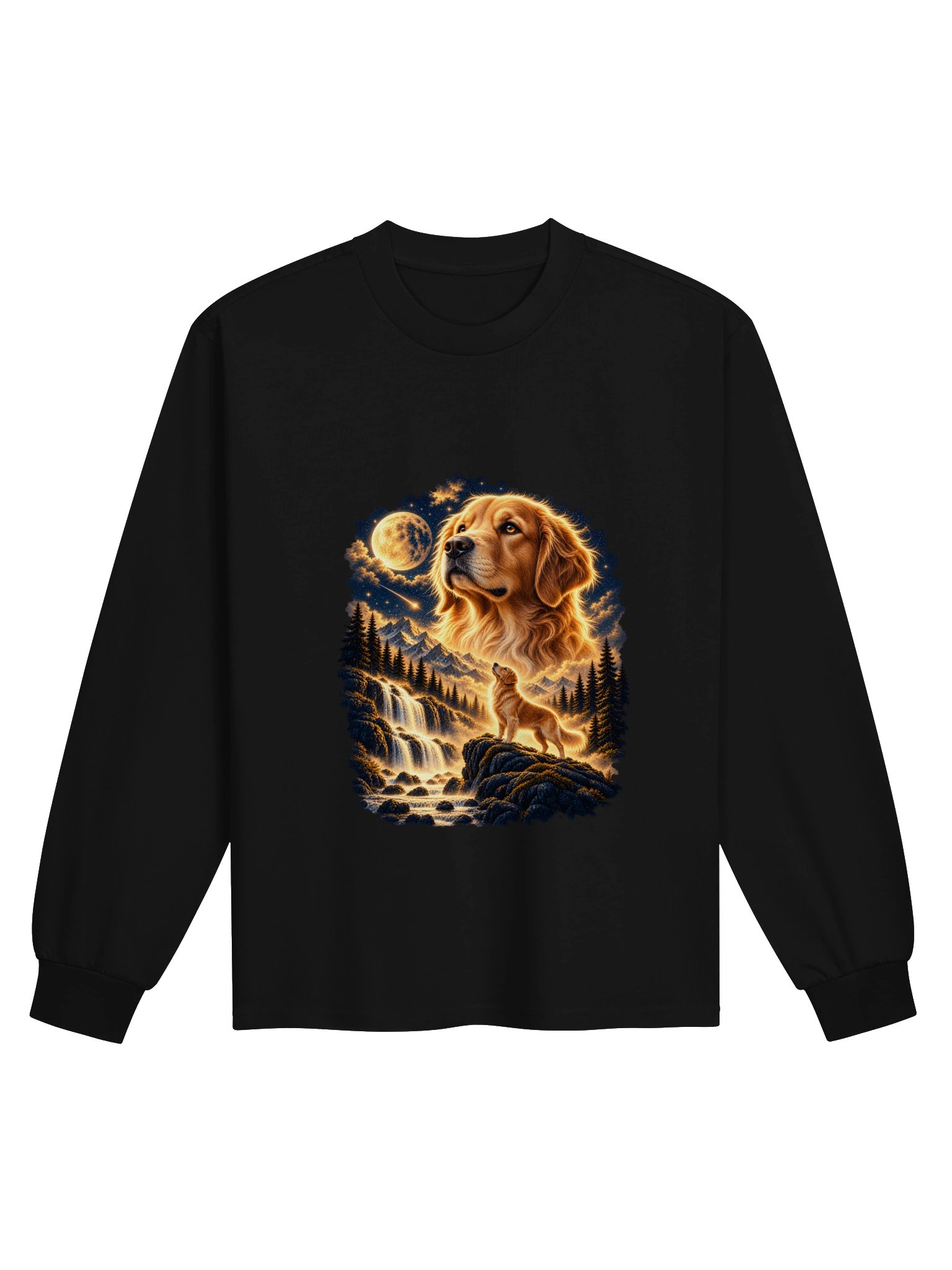 Golden Retriever Graphic Sweatshirt | Moonlit Dog Lover Crewneck product image (1)
