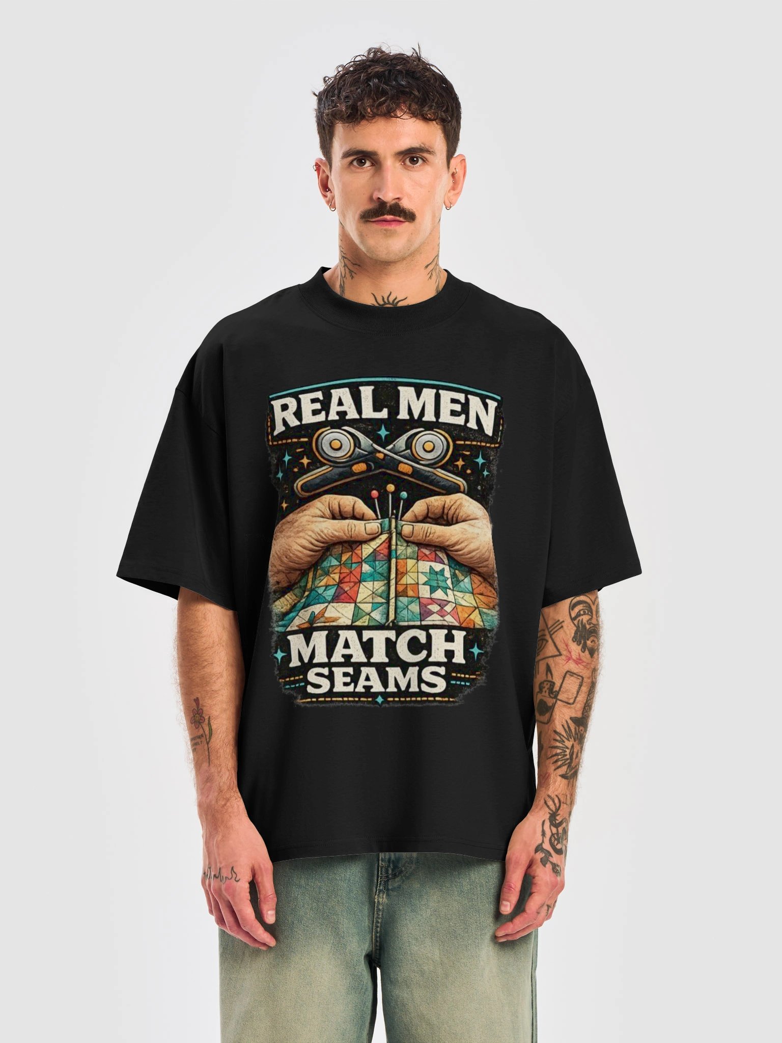 REAL MEN Match Seams — Quilter Patchwork Tee product image (13)