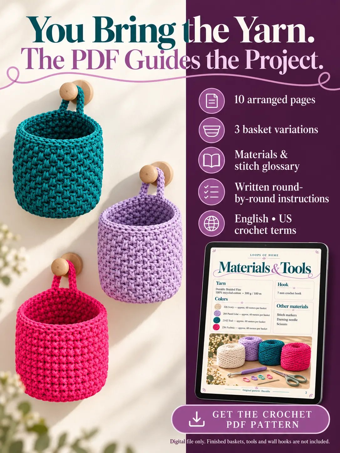 Cozy Crochet Baskets – 3 Patterns PDF product image (5)