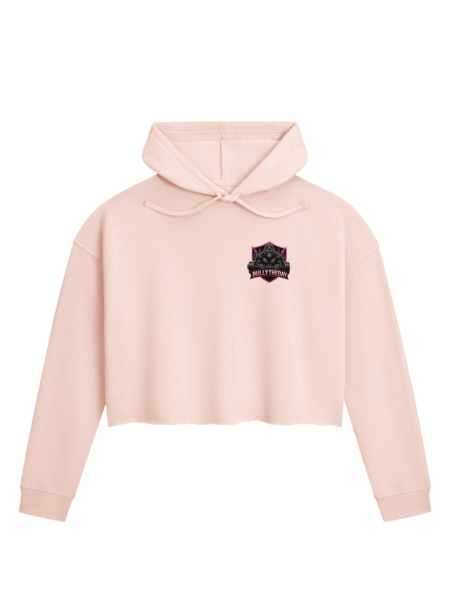 Bully The Day Crop Hoodie - Pink Crest Front product image (4)