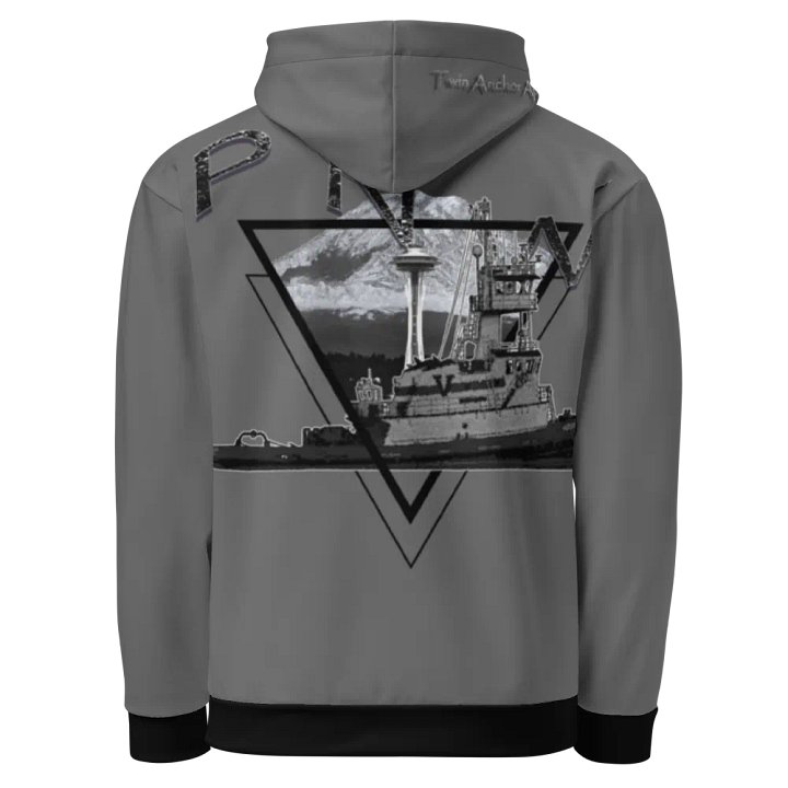 PNW T - Mt. Rainer & Tug Hudson (Gray) – Performance Marine Wear | Twin Anchor Apparel North Current Line product image (1)