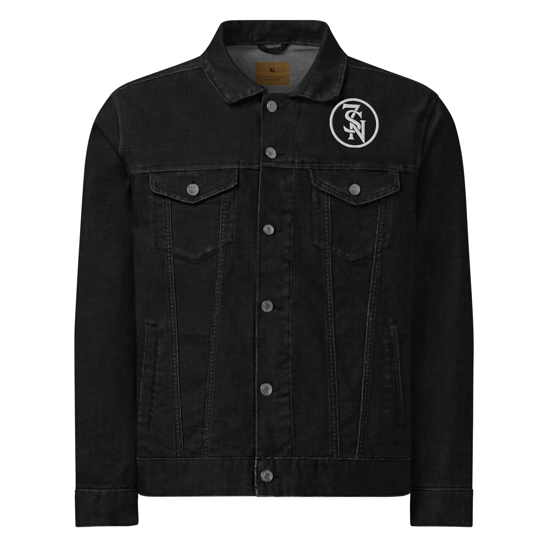 Seven Shades of Nothing White Logo (Embroidered) on Threadfast Denim Jacket product image (1)