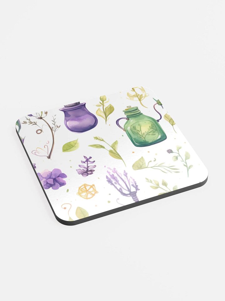 Glossed Cork Coaster 🟩 🟪 Fascinating Watercolor Pattern - Motif 4 product image (2)