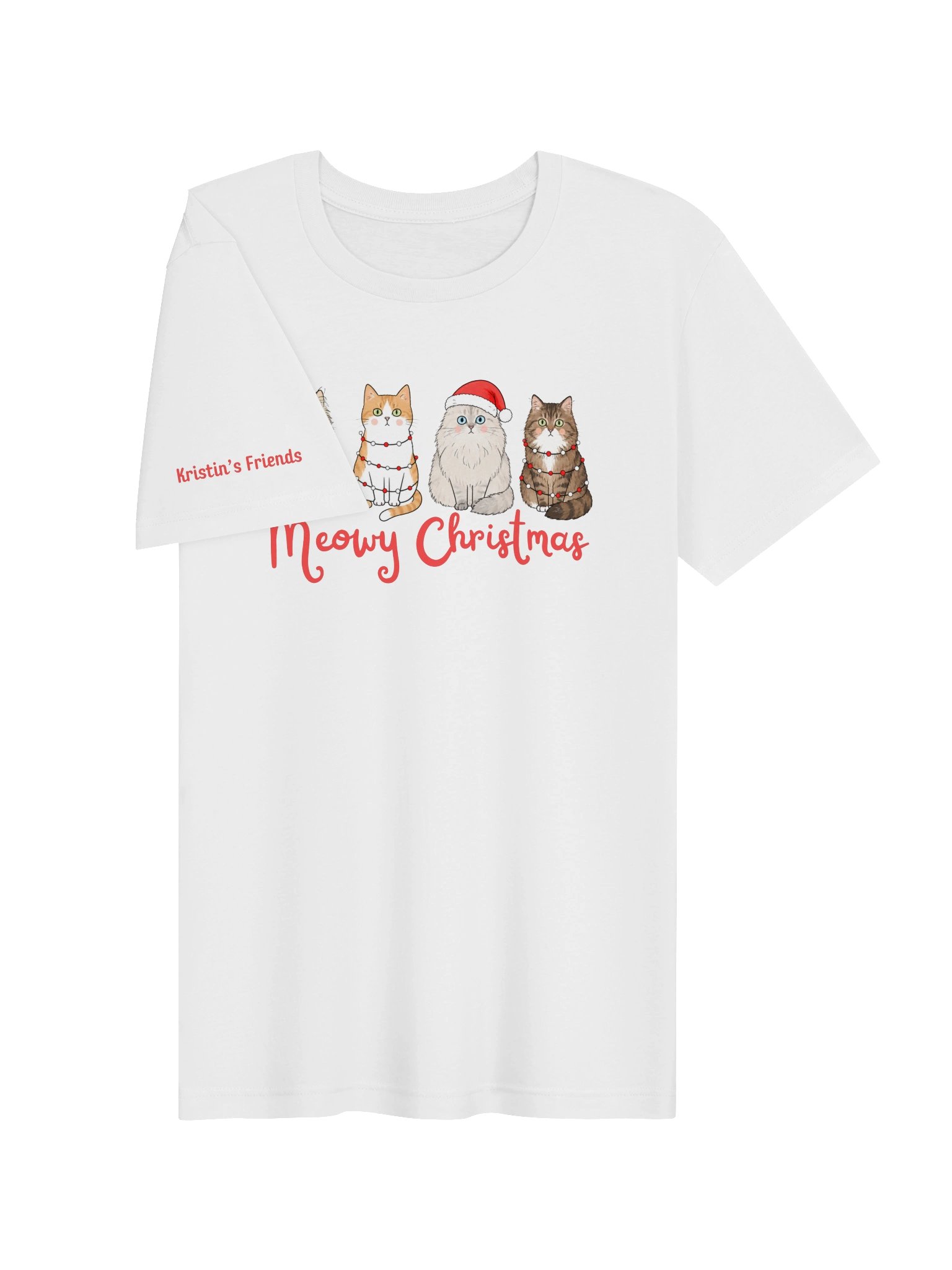 Kristin's Friends "Meowy Christmas" White T-Shirt product image (3)