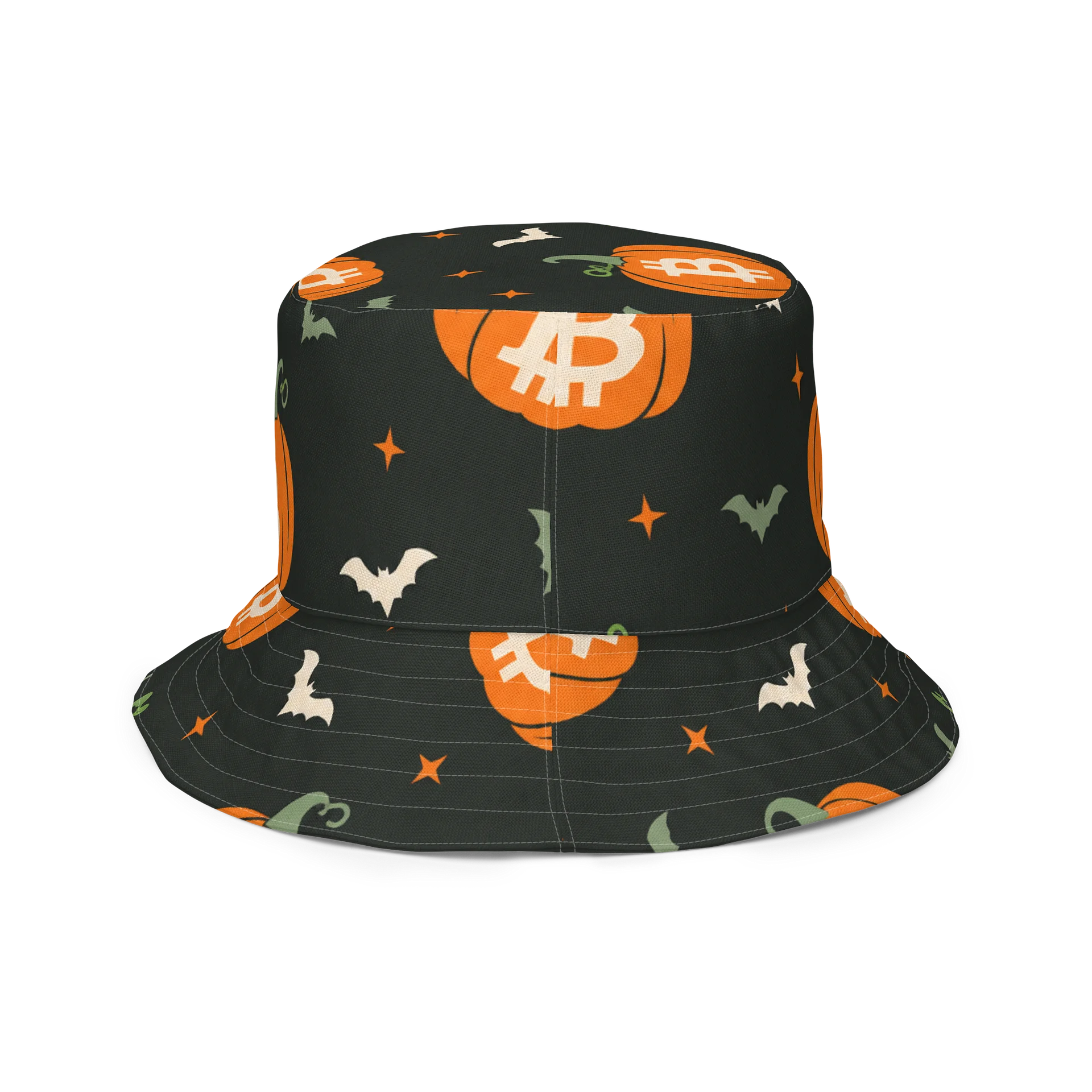 Ghost, Pumpkin, Bitcoin Reversible Bucket Hat product image (4)