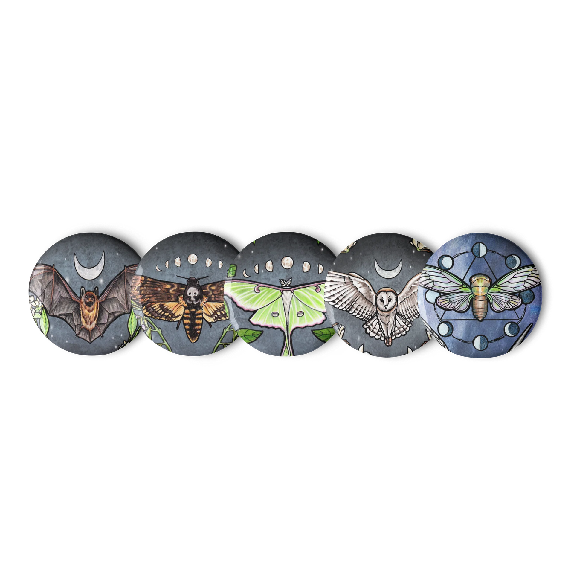 Mini Button Badge Collection, Fly by Night Creatures product image (1)