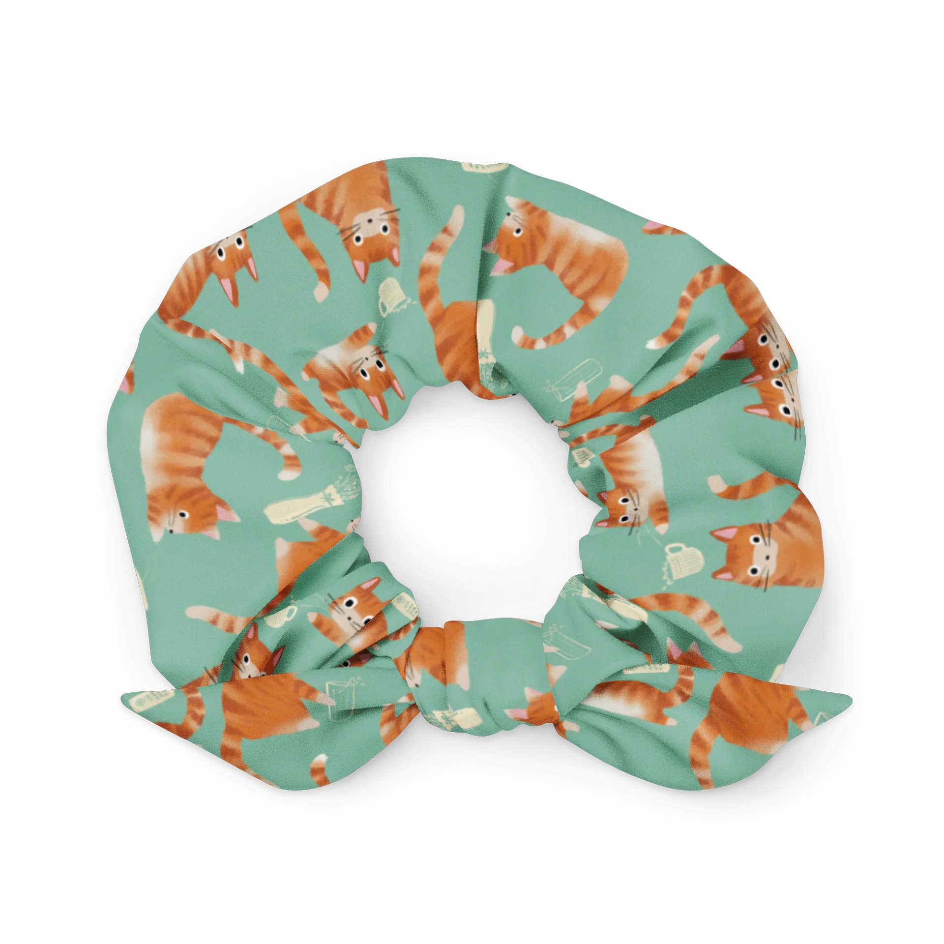 Orange Tabby Cats Knocking Stuff Over Patterned Scrunchie product image (1)