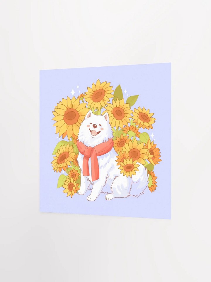 Cheerful Samoyed and Sunflowers Poster product image (5)