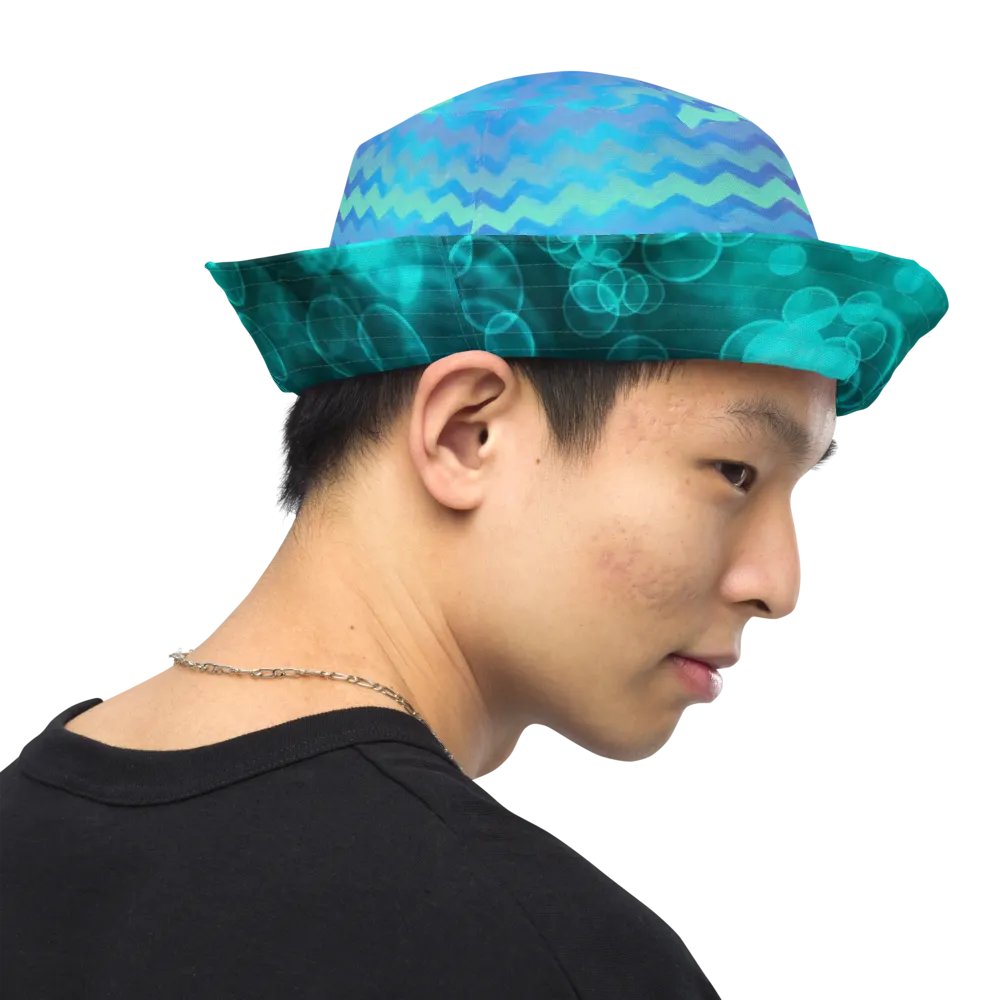 Blue Ocean Bokeh and Mermaid Stripe Bucket hat product image (12)